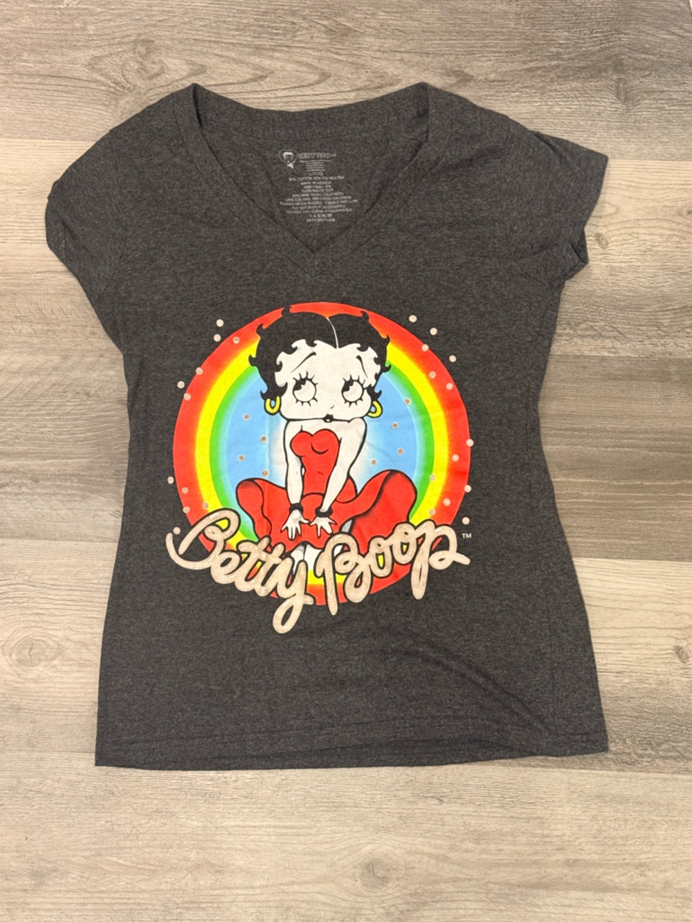 Betty Boop Gray Graphic Tee with Gray Print